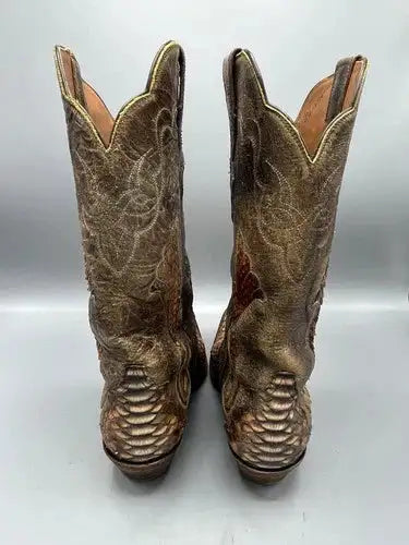 Black Jack Buffalo and Python Snake Rust Dyed Women's 8 B Triad Cowboy Boots