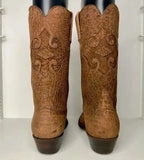 Lucchese Chocolate Full Hippo Print VTG Cowboy Boots 9.5c (Fit 8.5D)