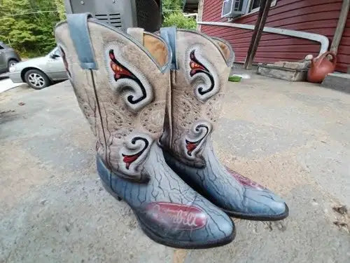 Custom Painted Cowboy Boots in Peterbilt theme - NOT A SINGLE PAIR LIKE THIS ON EBAY!!