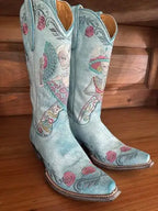 Old Gringo Turquoise Embroidered Skull Boots 7.5💀Cute with Magnolia Pearl!