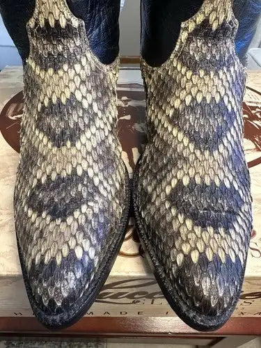 Black Jack Men's Handmade Exotic Eastern Diamondback Rattlesnake Boots 8C/7.5D!