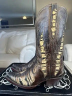 Black Jack Men's Handmade Exotic Tiger Brown Stingray Triad Snip Toe Boots 8.5EE