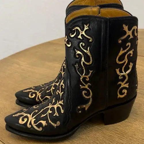 BACK AT THE RANCH 9.5 C Custom Ankle Zipper Western Boots Pricilla Crystals