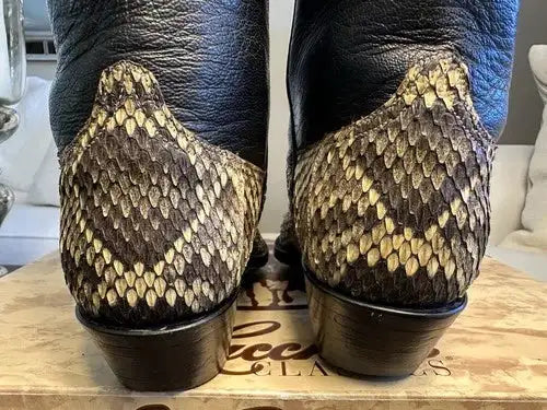 Black Jack Men's Handmade Exotic Eastern Diamondback Rattlesnake Boots 8C/7.5D!