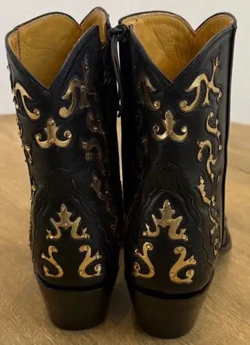 BACK AT THE RANCH 9.5 C Custom Ankle Zipper Western Boots Pricilla Crystals