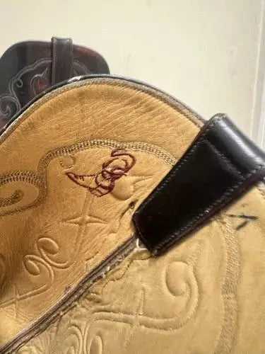 Vintage T.O. Stanley MEN'S Black Cherry Leather COWBOY WESTERN BOOTS SIZE 8 Rare