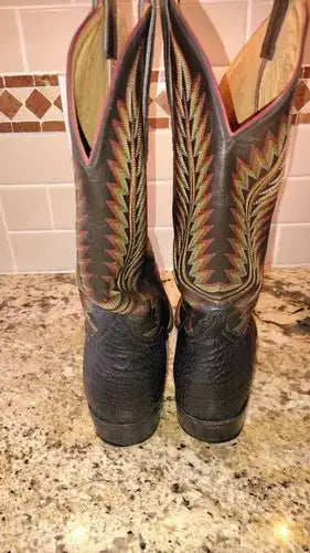 Heritage Boots Black Sharkskin Leather Cowboy Boots - US Size 11 D (Men's)
