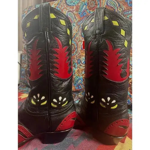 Vintage Tony Lama Inlaid Leather Boots Women’s 5.5 M NOS