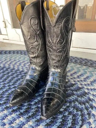 RARE $1000+BEAUTIFUL CUSTOM HANDMADE ALLIGATOR BELLY COWBOY BOOTS TOP QUALITY 8D