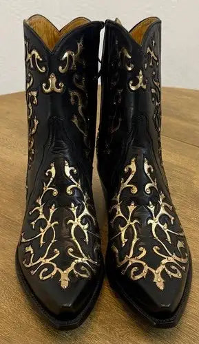 BACK AT THE RANCH 9.5 C Custom Ankle Zipper Western Boots Pricilla Crystals