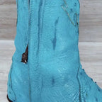Back At The Ranch Full Ostrich Short Western Boots Women 9.5 C Blue Turquoise