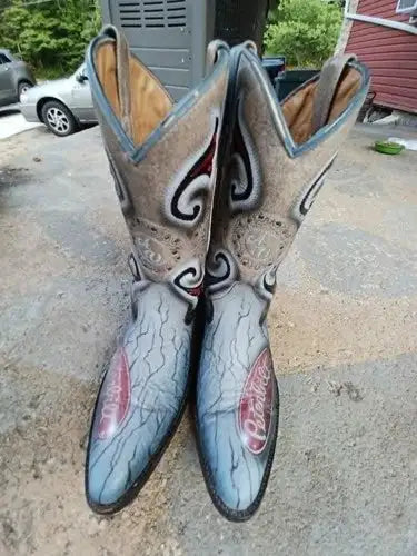 Custom Painted Cowboy Boots in Peterbilt theme - NOT A SINGLE PAIR LIKE THIS ON EBAY!!