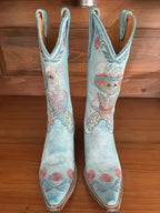 Old Gringo Turquoise Embroidered Skull Boots 7.5💀Cute with Magnolia Pearl!