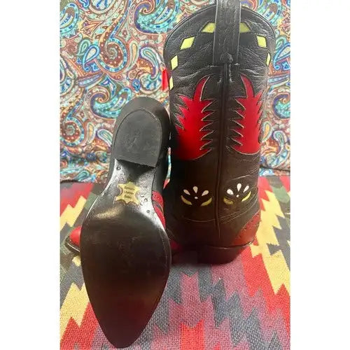 Vintage Tony Lama Inlaid Leather Boots Women’s 5.5 M NOS