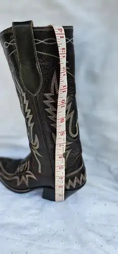 Vintage Champion Attitude Brown Leather Western Boots Embroidered Womens 6.5M Handmade