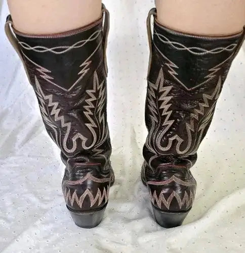 Vintage Champion Attitude Brown Leather Western Boots Embroidered Womens 6.5M Handmade