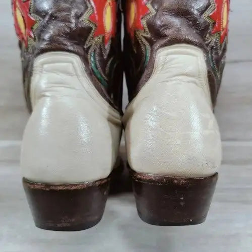 VTG Old Gringo Flower Western Boots Women 9 B Beige Floral Cowboy Cowgirl