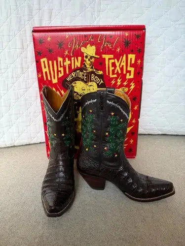 Heritage Boot Co Caiman Alligator Cactus Cowboy Boots Women's 7.5
